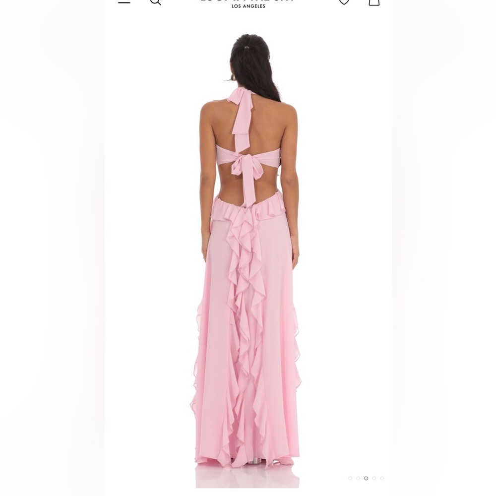 Lucy in the Sky Chiffon Cutout Ruffle Maxi Dress Pink - Picture 2 of 4
